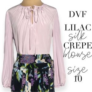 Diane Von Furstenberg lilac purple silk crepe de Chine blouse size 10